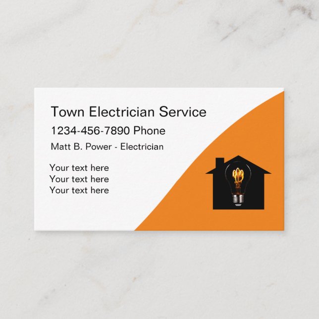 Cartes de visite professionnels de l'électricien (Devant)