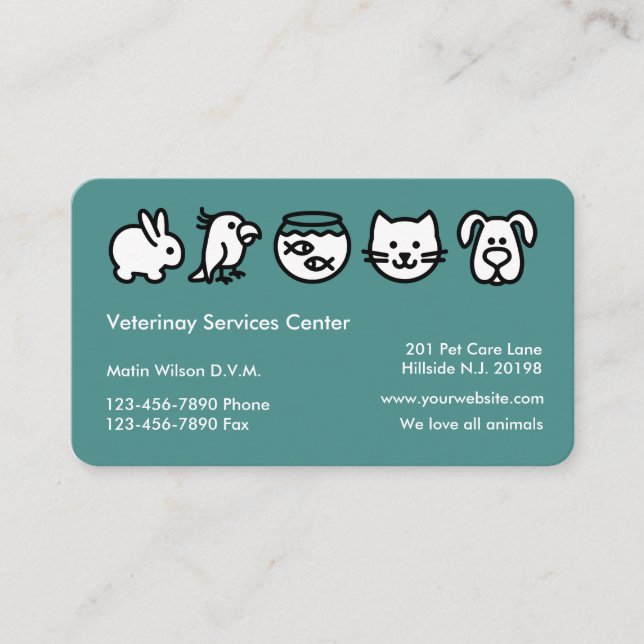 Cartes de visite professionnels de vétérinaire de (Devant)