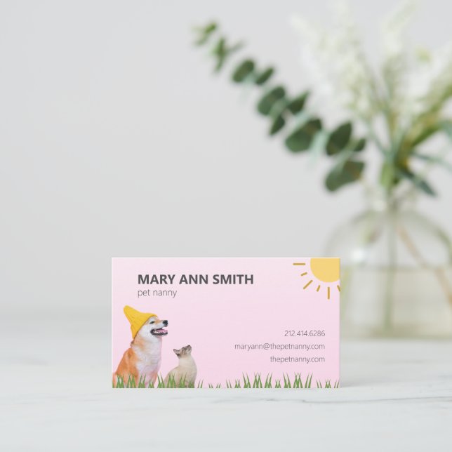 Cartes de visite professionnels pour animaux de co (Debout devant)