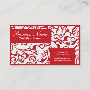 Cartes de visite professionnels Red white damask