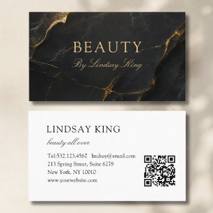 Cartes de visite QR Code en marbre noir pour salon