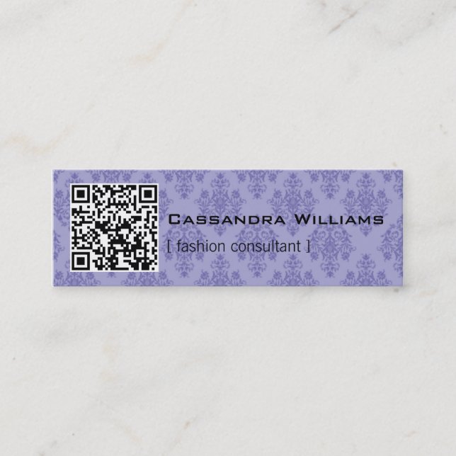 Cartes de visite QR de CODE pourpre de la damassé (Devant)