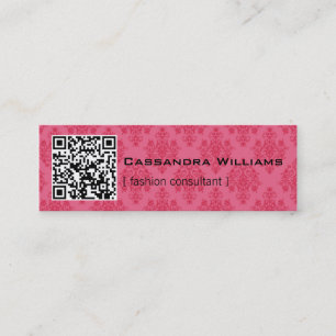Cartes de visite QR de CODE rose de la damassé