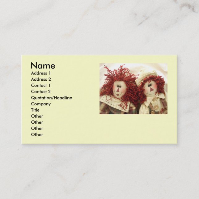 Cartes de visite Raggedy de poupées… (Devant)