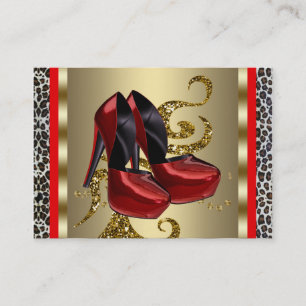 Cartes de visite Red High Heel Shoes Red Leopard