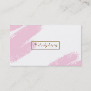 Cartes de visite Rose Blanc et Or Pinceau Rose Mod