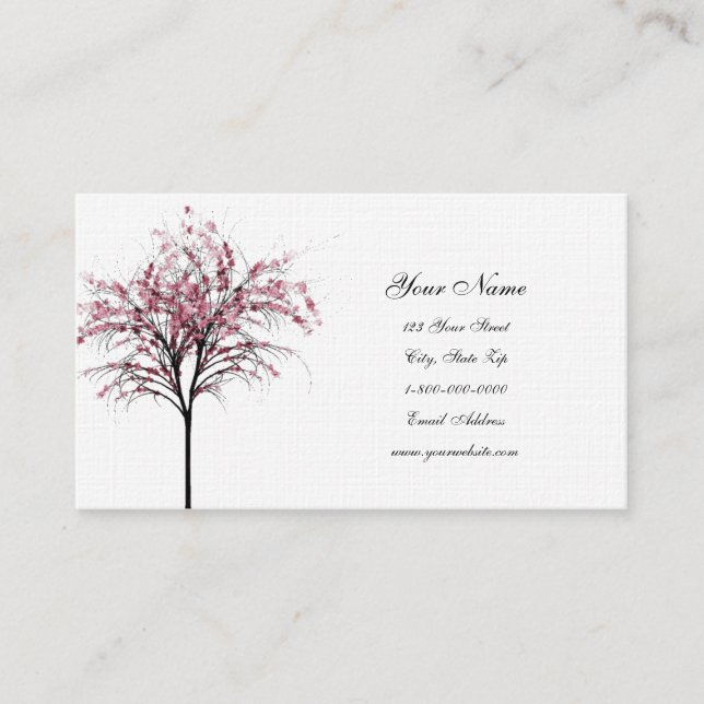 Cartes de visite roses d'arbres de ressort (Devant)