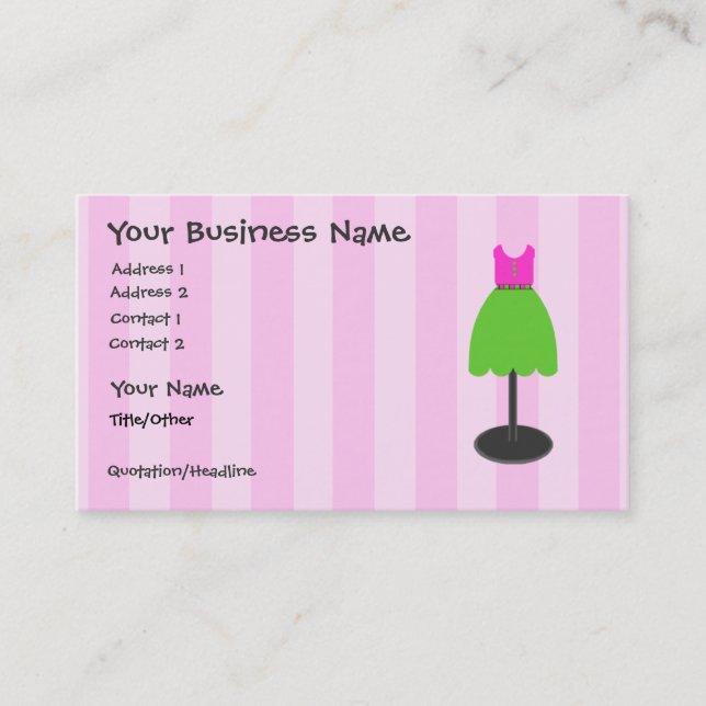 Cartes de visite roses de boutiques de robes (Devant)