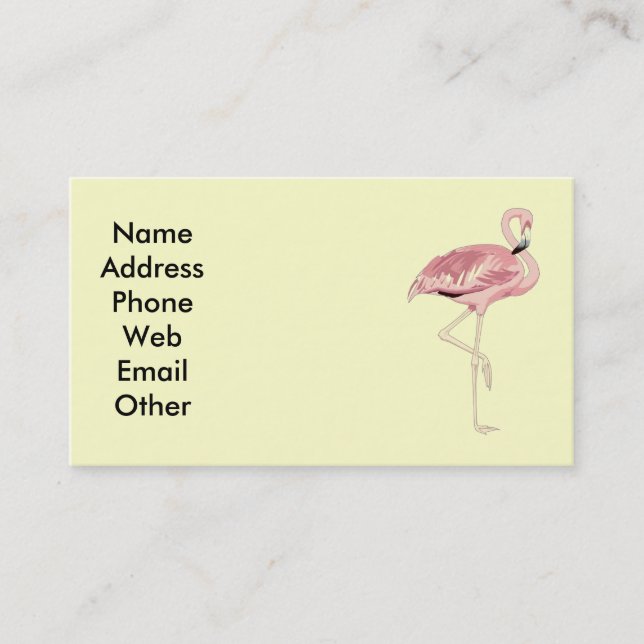Cartes de visite roses de Flamant rose (Devant)