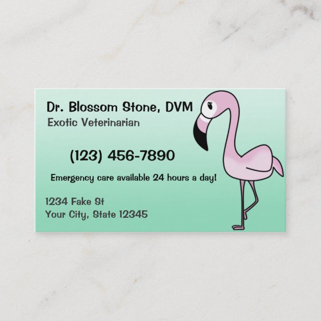 Cartes de visite roses de Flamant rose (Teal) (Devant)