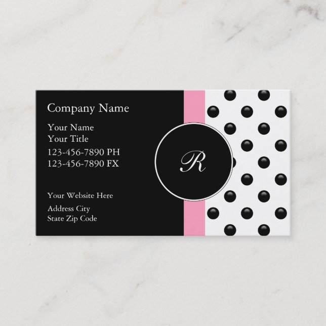 Cartes de visite roses de monogramme (Devant)