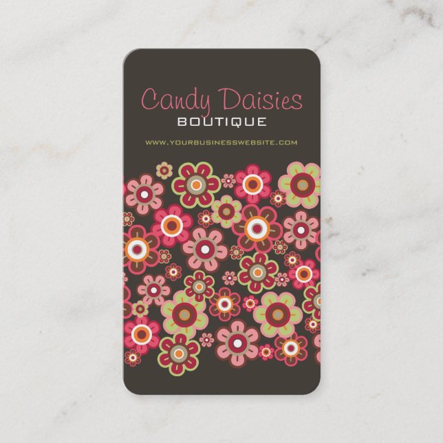 Cartes de visite roses doux de fleurs de (Devant)