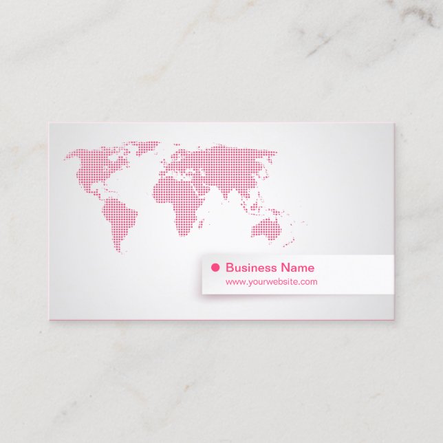 Cartes de visite roses globaux de carte du monde (Devant)