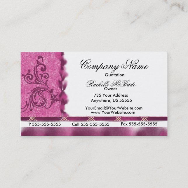 Cartes de visite roses magenta élégants de (Devant)
