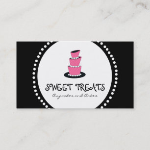 Cartes de visite roses noirs de boulangerie de