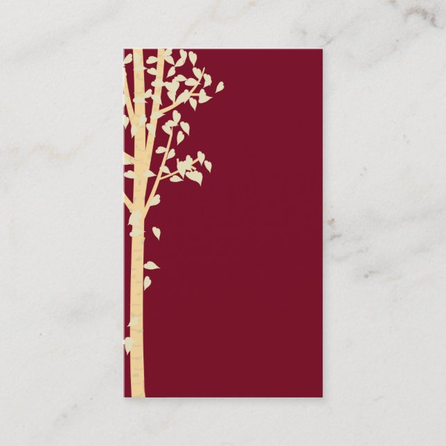 Cartes de visite rouges d'arbre de bouleau d'Aspen (Devant)