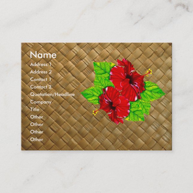 Cartes de visite rouges de Lauhala de ketmie (Devant)