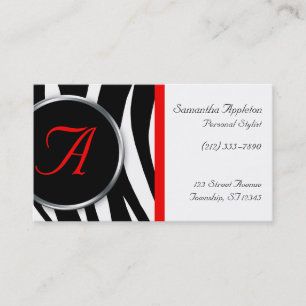 Cartes de visite rouges de monogramme d'impression