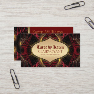 Cartes de visite rouges de tarot de temple de