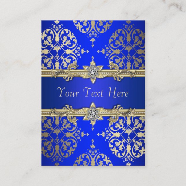 Cartes de visite Royal Blue Gold Damask (Devant)
