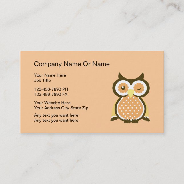 Cartes de visite sages de hibou (Devant)