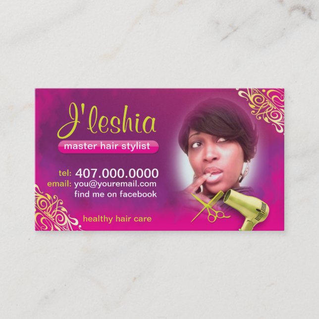 Cartes de visite Salon des cheveux avec votre phot (Devant)