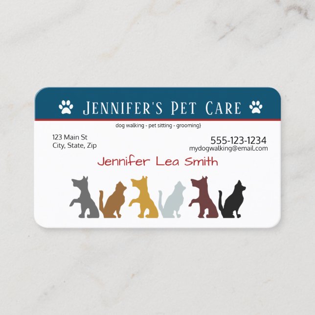 Cartes de visite se reposants d'animal familier - (Devant)