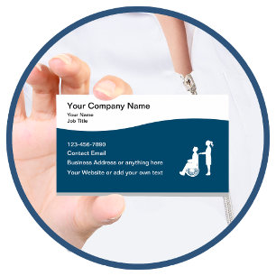 Cartes de visite seniors en fauteuil roulant en so
