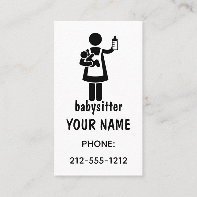 Cartes de visite simples de baby-sitter (Devant)