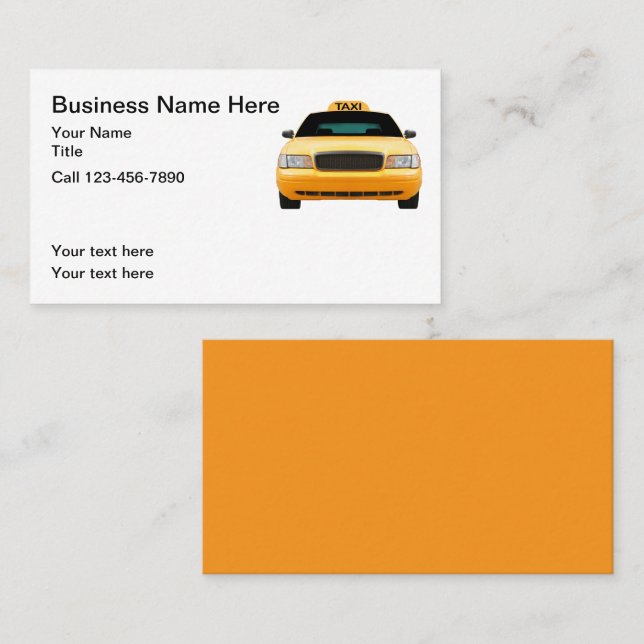 Cartes de visite simples de chauffeur de taxi (Devant / Derrière)