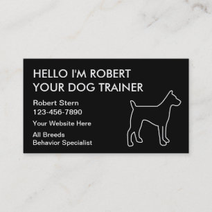 Cartes de visite simples de formation de chien
