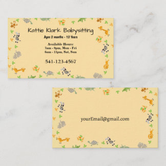 Cartes de visite simples de garde d'enfants