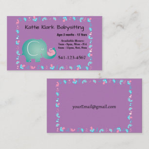 Cartes de visite simples de garde d'enfants