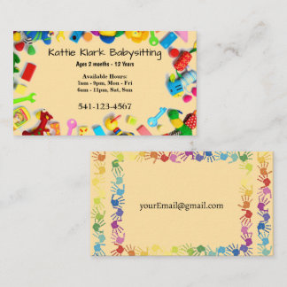 Cartes de visite simples de garde d'enfants