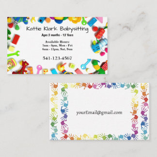 Cartes de visite simples de garde d'enfants