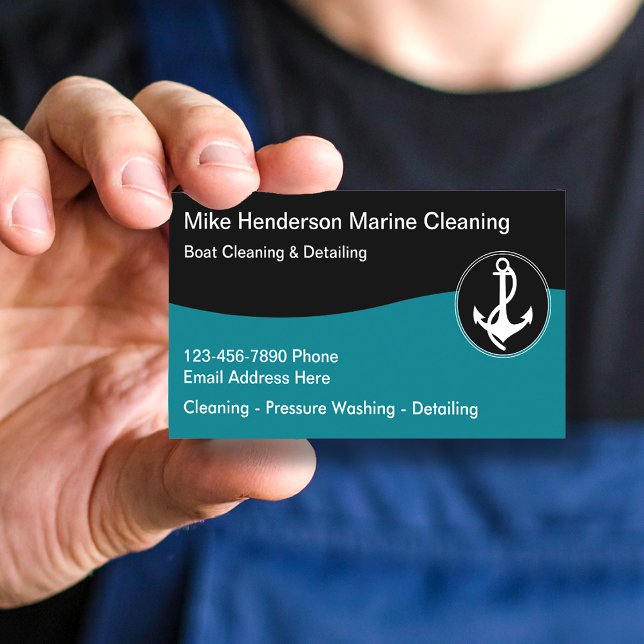 Cartes de visite simples de nettoyage de bateaux m (Créateur téléchargé)