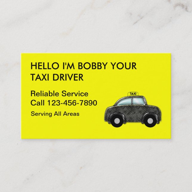 Cartes de visite simples de taxi (Devant)