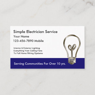 Cartes de visite simples d'électricien