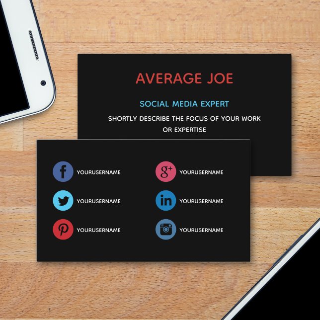 Cartes de visite simples pour expert en médias soc (Créateur téléchargé)