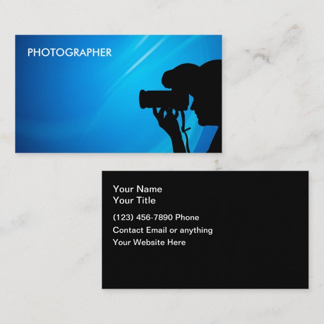 Cartes de visite simples pour photographes (Devant / Derrière)