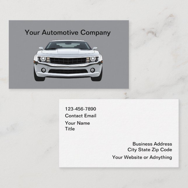 Cartes de visite simples pour services automobiles (Devant / Derrière)