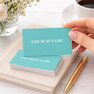 Cartes de visite simples sarcelle et blanc pour ég
