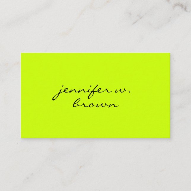 Cartes de visite simples vert néon (Devant)