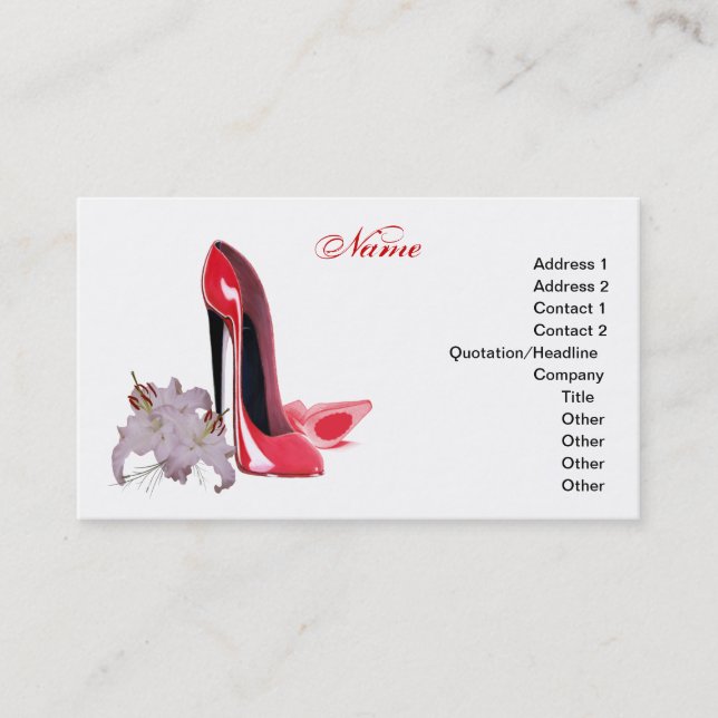 Cartes de visite stylets d'art de chaussure (Devant)