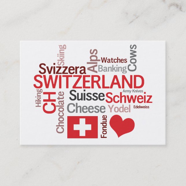 Cartes de visite suisses de tourisme de thème de (Devant)