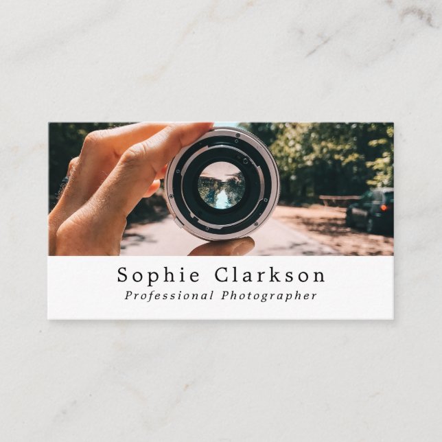Cartes de visite sur la photographie avec objectif (Devant)