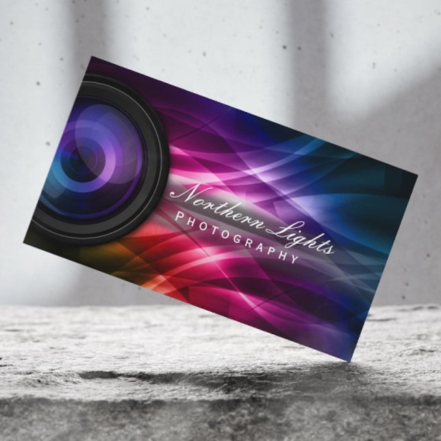 Cartes de visite sur la photographie avec objectif (Créateur téléchargé)