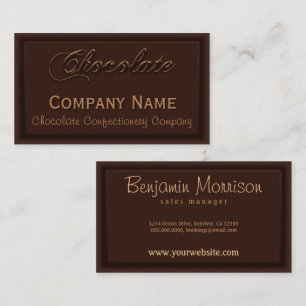 Cartes de visite ténus de confiserie de chocolat