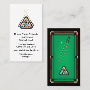 Cartes de visite thème Billard Cool