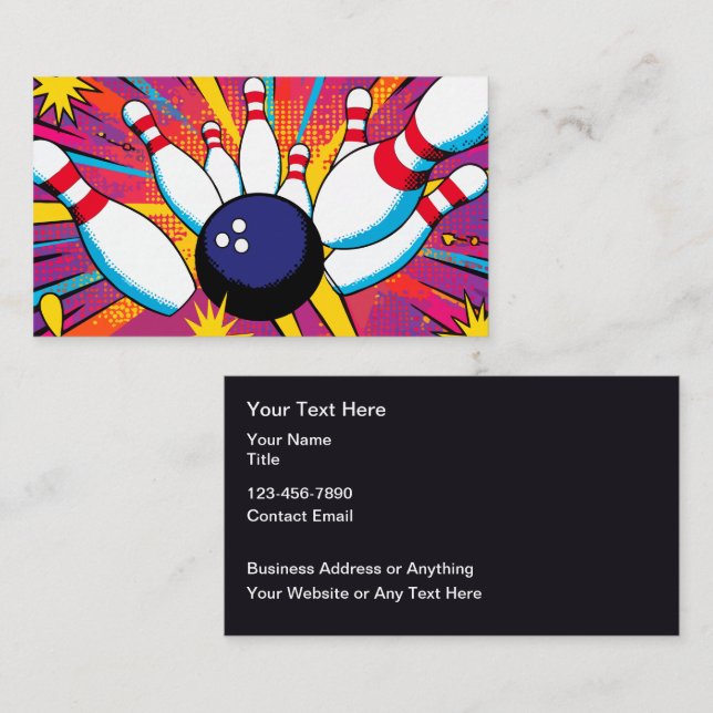 Cartes de visite Thème Bowling (Devant / Derrière)